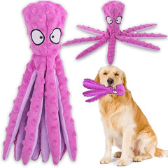 Squeaky Dog Interactive Play Toy,No Stuffing Octopus Dog Chew Toy with Crinkle Paper for Medium and Large Dogs Playing
