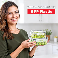4 Piece Set Rectangular Plastic Food Storage Containers with Locking Lids, Airtight, BPA Free, Leakproof Dish-Washer Safe, Food Grade Material - Stackable Space Saving Design for Kitchen Utensils
