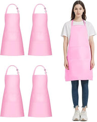 4 Pack Chef Aprons, Apron with 2 Pockets, Waterproof Adjustable Apron for Men, Women, Professional Kitchen Apron for Kitchen, Gardening, Restaurant, Barbecue, Coffee