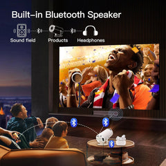 [Built-in Apps] Mini Projector with WIFI 6 and Bluetooth, 4K 1080P Support Portable Projector 180° Rotatable 130'' Screen Movie Projector Auto Keystone Compatible for Laptop, PC, Smartphone
